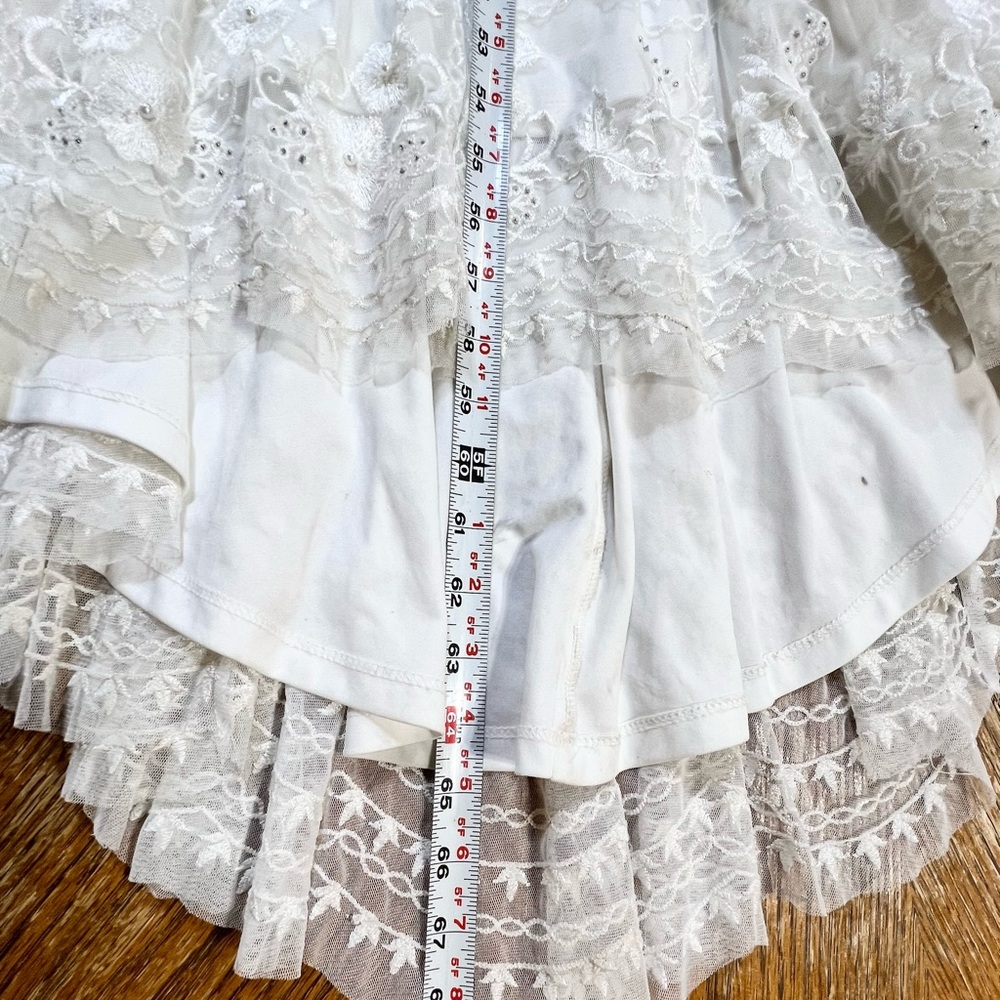 Lace open back train wedding dress bridal‎ gown sleeveless beaded embroidered - Picture 15 of 17